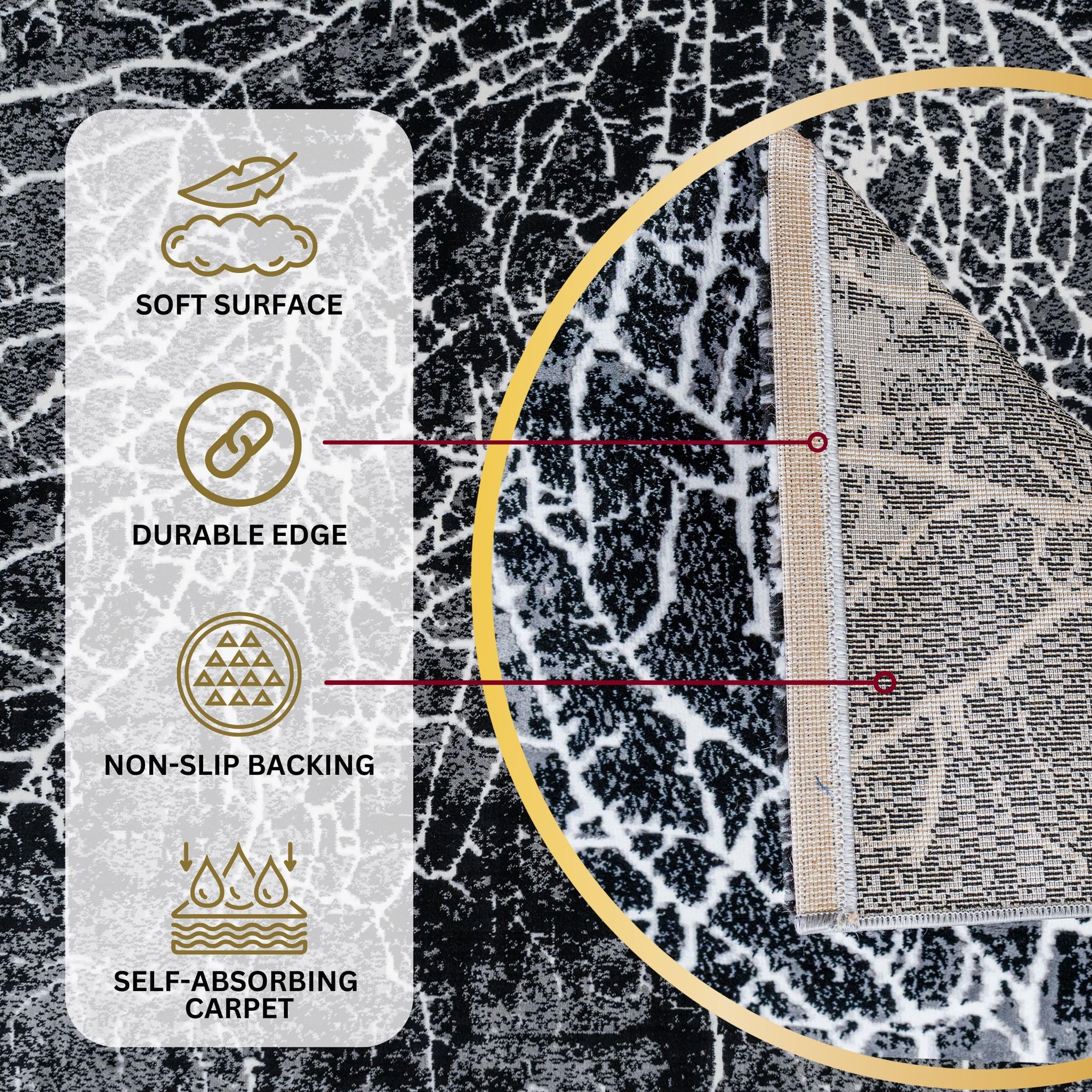 Black Lava Medium-Pile Area Rug