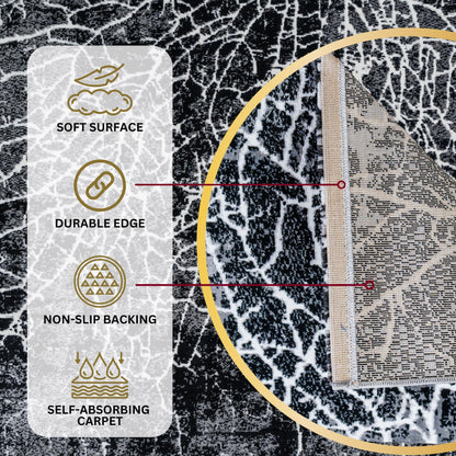 CoziRita Area Rugs for Living Room Carpet - Modern Abstract Rug for Dining Room, Carpet for Bedroom, Office - Non-Shedding Medium Pile Rugs for High Traffic Areas - Jute Backing - Black Lava