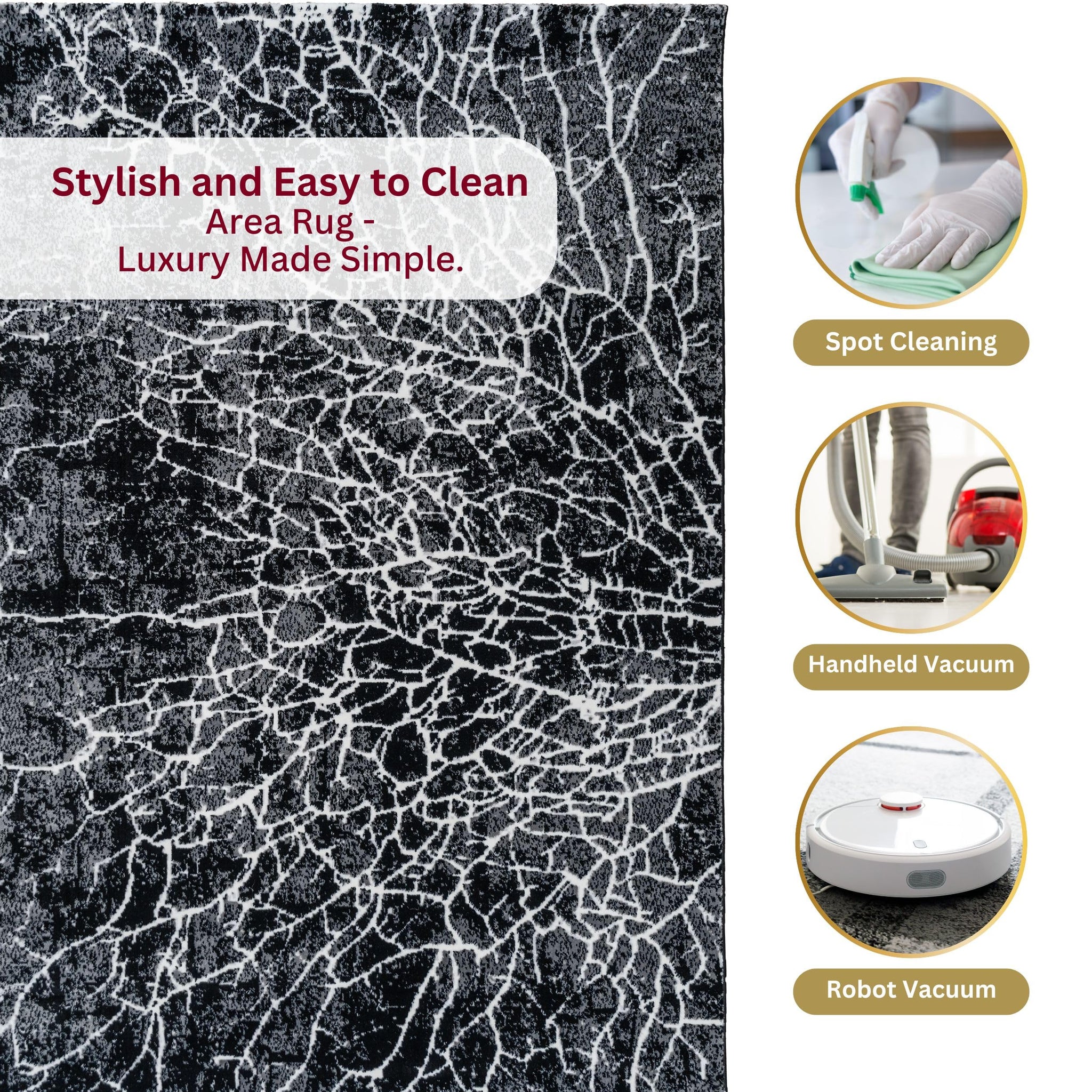 Black Lava Medium-Pile Area Rug