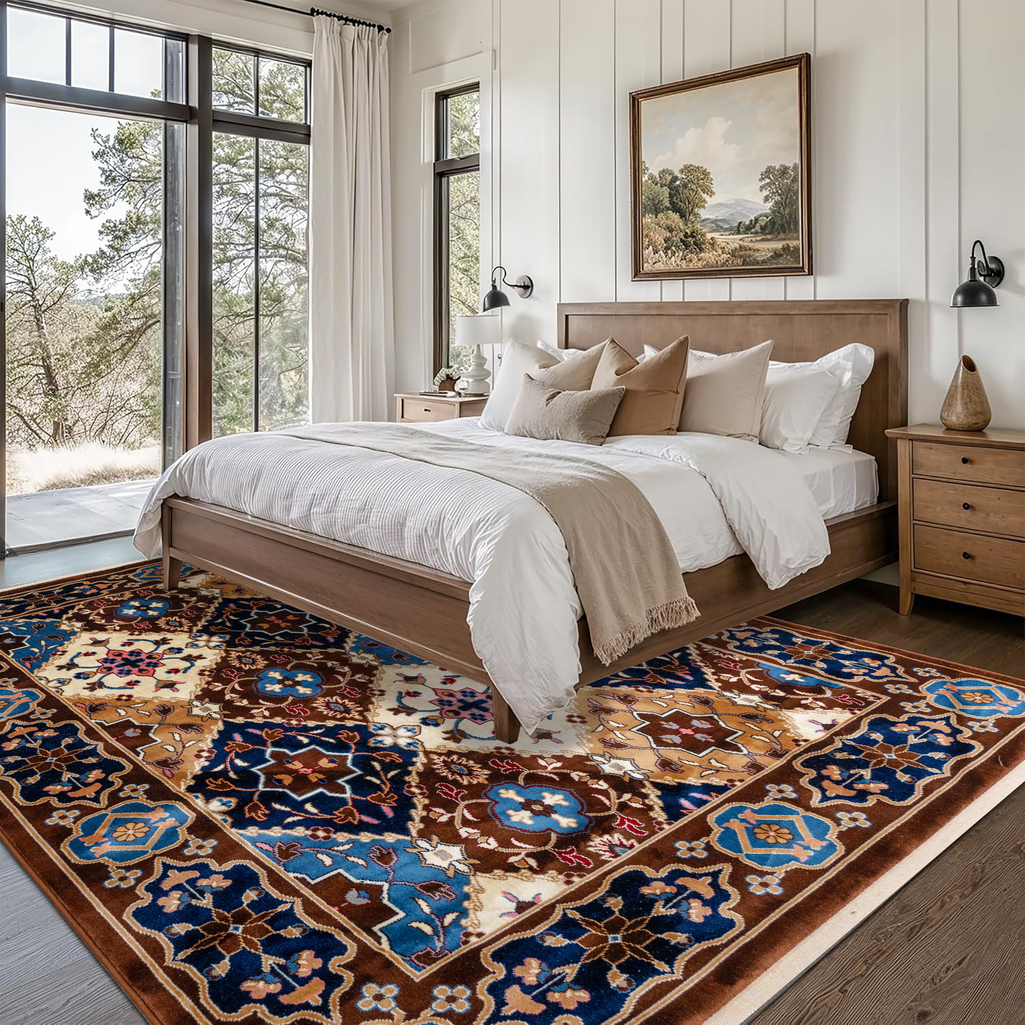 Brown Majesty Turkish Rug – Medium Pile Jute-Backed Vintage Rug