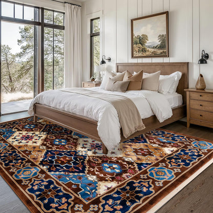 CoziRita Area Rugs for Living Room Carpet - Vintage Rug, Mid Century Modern Stylish Home Decor Indoor Medium Pile Rugs for Bedroom, Dining, Kitchen - Pet Friendly, Easy-Care - Brown Majesty