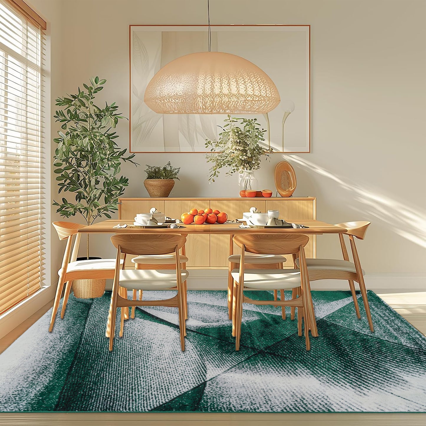 CoziRita Area Rugs for Living Room Carpet - Modern Abstract Rug for Dining Room, Carpet for Bedroom, Office - Non-Shedding Medium Pile Rugs for High Traffic Areas - Jute Backing - Green Cascade