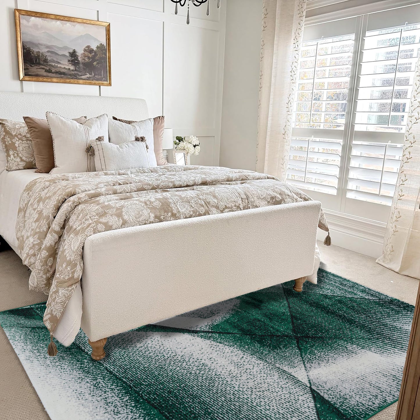 CoziRita Area Rugs for Living Room Carpet - Modern Abstract Rug for Dining Room, Carpet for Bedroom, Office - Non-Shedding Medium Pile Rugs for High Traffic Areas - Jute Backing - Green Cascade