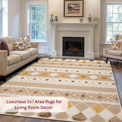 CoziRita Cream Dune 5x7 Sisal Rug — Neutral Area Rug for Entryway, Bedroom, Kitchen, or Laundry Room — Textured Farmhouse Rug, Boho Rug for Bedroom & Living Room Décor
