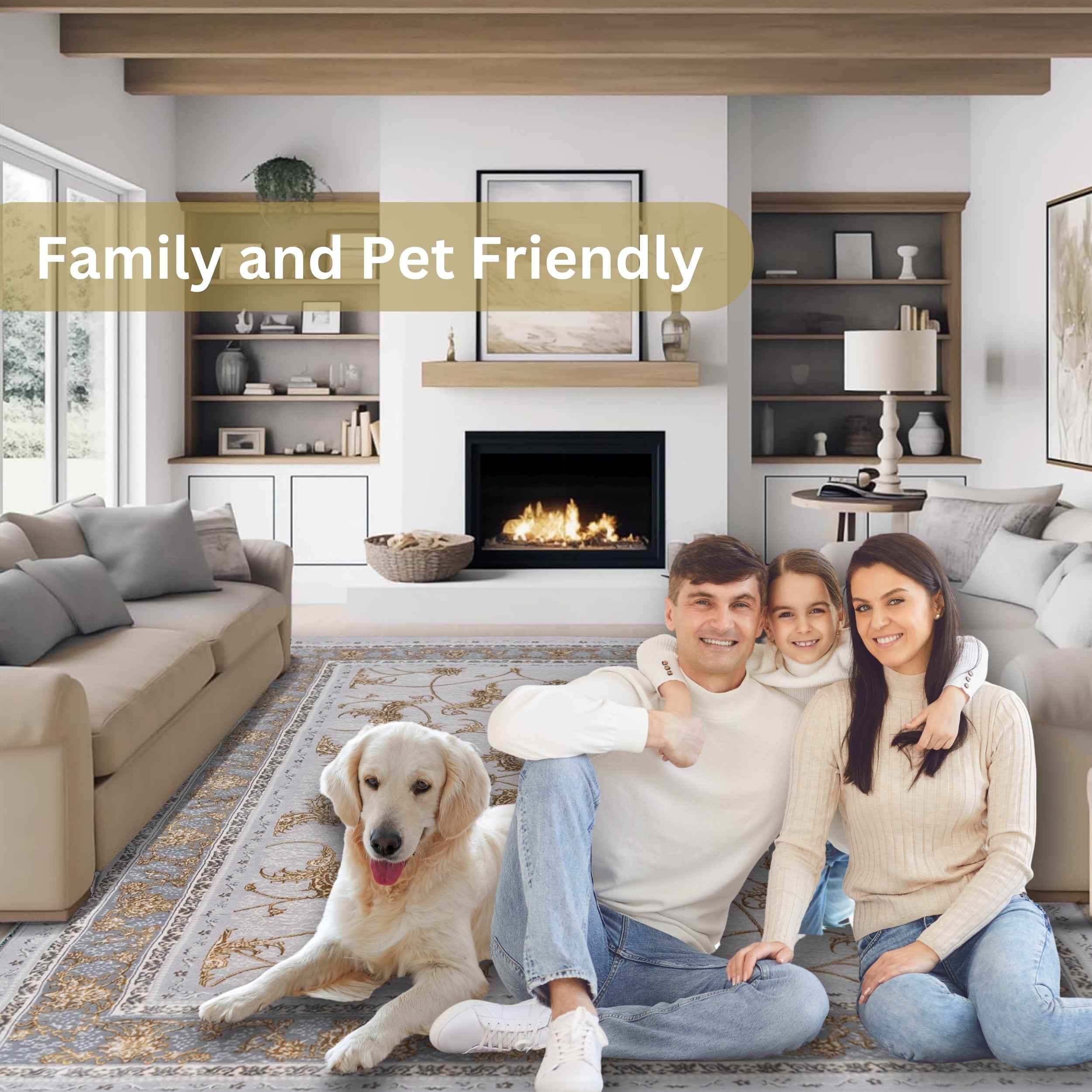 Antique Silver Medium-Pile Area Rug