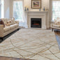Beige Taupe Grid - Premium Turkish Carpet with Cotton Backing