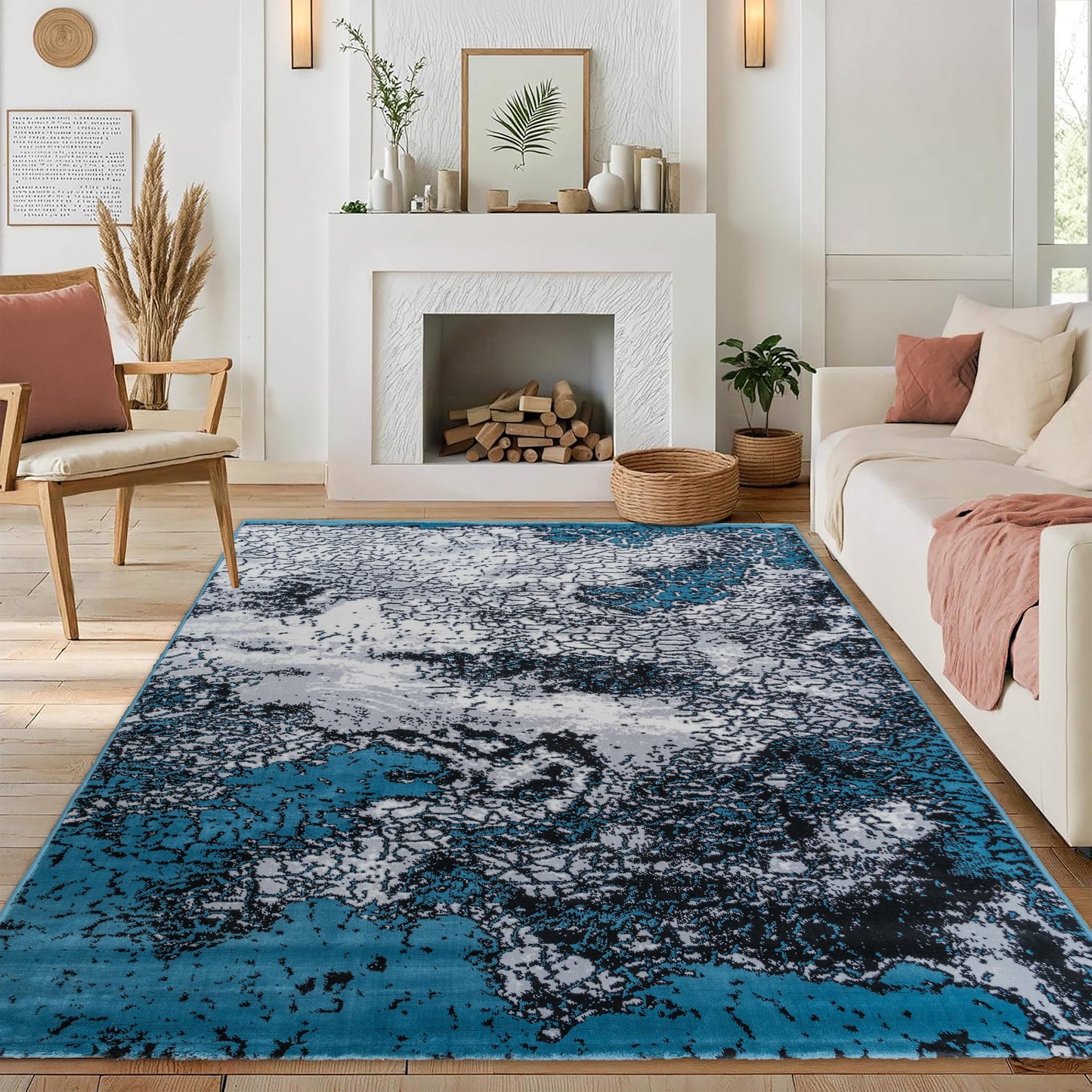Blue Frozen Medium-Pile Area Rug