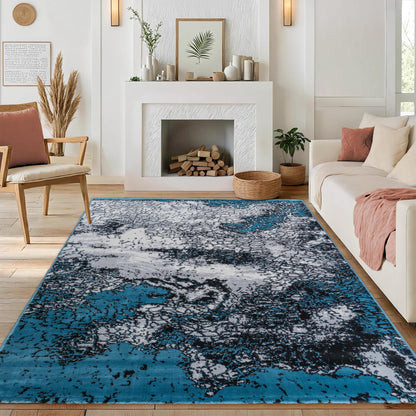Blue Frozen Medium-Pile Area Rug