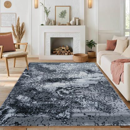 CoziRita Area Rugs for Living Room Carpet - Modern Abstract Rug for Dining Room, Carpet for Bedroom, Office - Non-Shedding Medium Pile Rugs for High Traffic Areas - Jute Backing - Gray Frozen