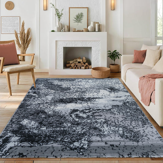 CoziRita Area Rugs for Living Room Carpet - Modern Abstract Rug for Dining Room, Carpet for Bedroom, Office - Non-Shedding Medium Pile Rugs for High Traffic Areas - Jute Backing - Gray Frozen