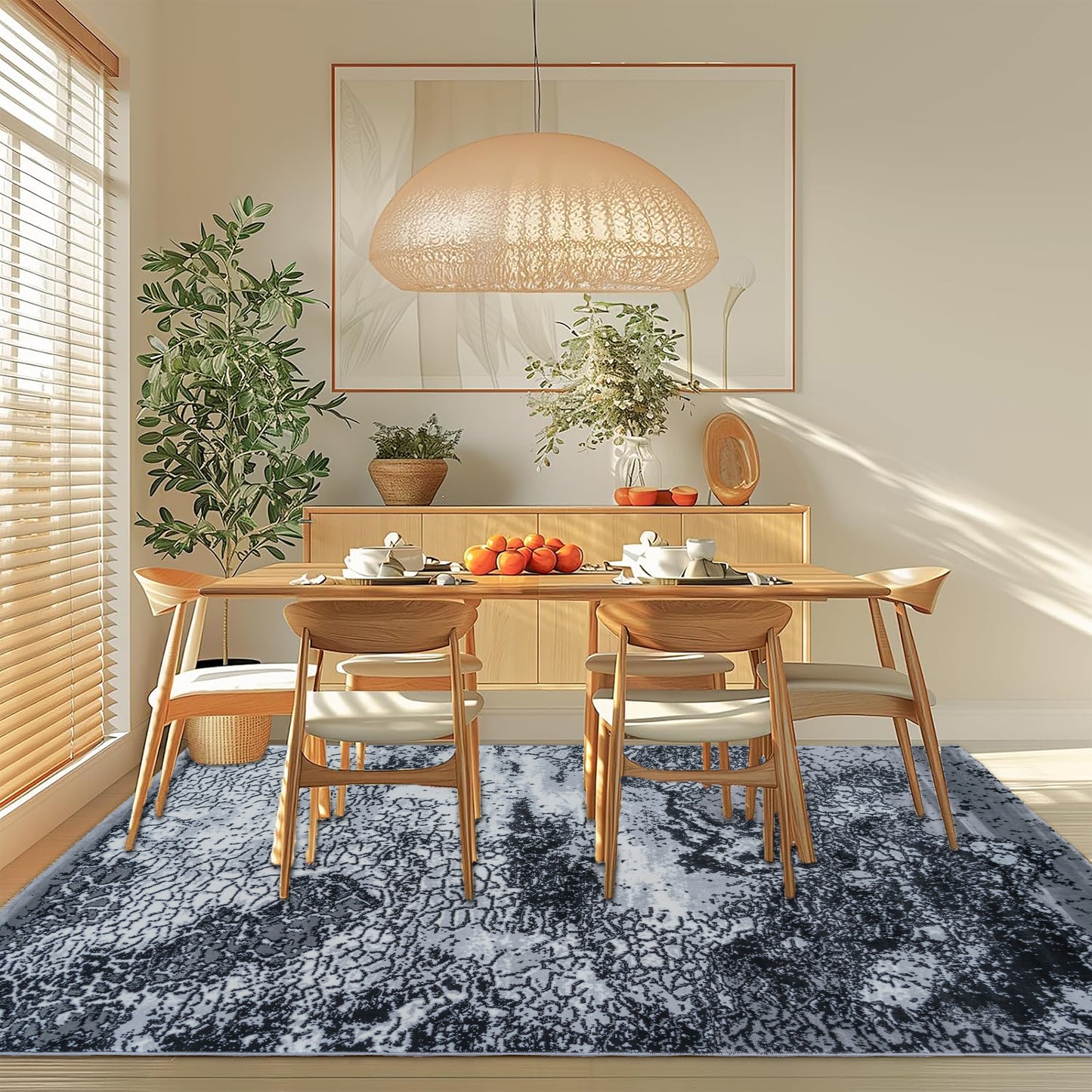 CoziRita Area Rugs for Living Room Carpet - Modern Abstract Rug for Dining Room, Carpet for Bedroom, Office - Non-Shedding Medium Pile Rugs for High Traffic Areas - Jute Backing - Gray Frozen