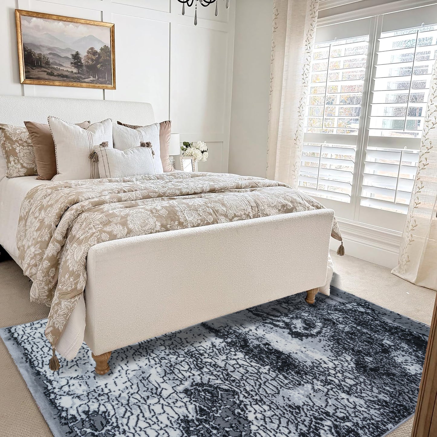 CoziRita Area Rugs for Living Room Carpet - Modern Abstract Rug for Dining Room, Carpet for Bedroom, Office - Non-Shedding Medium Pile Rugs for High Traffic Areas - Jute Backing - Gray Frozen