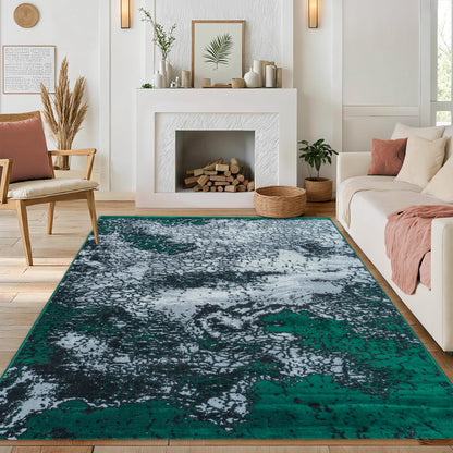 CoziRita Area Rugs for Living Room Carpet - Modern Abstract Rug for Dining Room, Carpet for Bedroom, Office - Non-Shedding Medium Pile Rugs for High Traffic Areas - Jute Backing - Green Frozen
