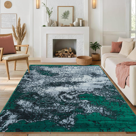 CoziRita Area Rugs for Living Room Carpet - Modern Abstract Rug for Dining Room, Carpet for Bedroom, Office - Non-Shedding Medium Pile Rugs for High Traffic Areas - Jute Backing - Green Frozen