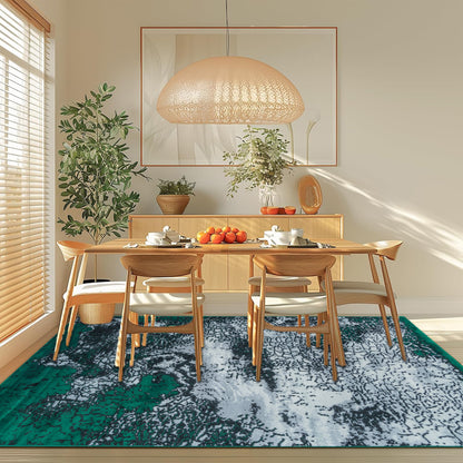 CoziRita Area Rugs for Living Room Carpet - Modern Abstract Rug for Dining Room, Carpet for Bedroom, Office - Non-Shedding Medium Pile Rugs for High Traffic Areas - Jute Backing - Green Frozen