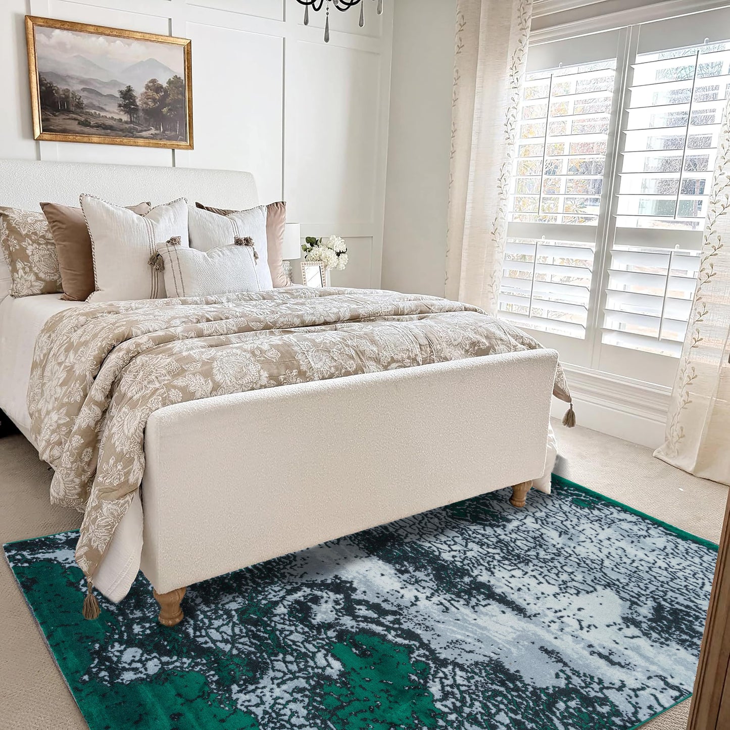 Green Frozen Medium-Pile Area Rug