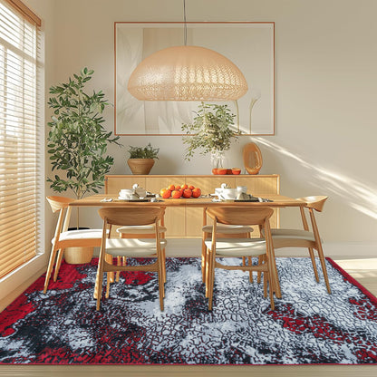 Red Frozen Medium-Pile Area Rug