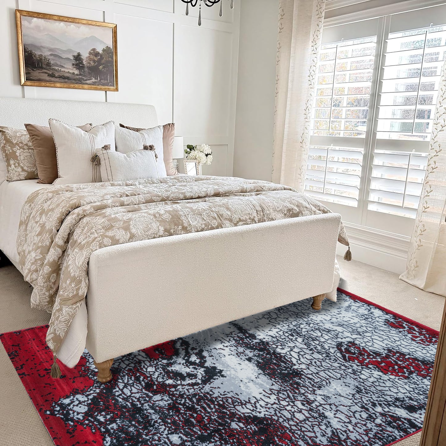 Red Frozen Medium-Pile Area Rug