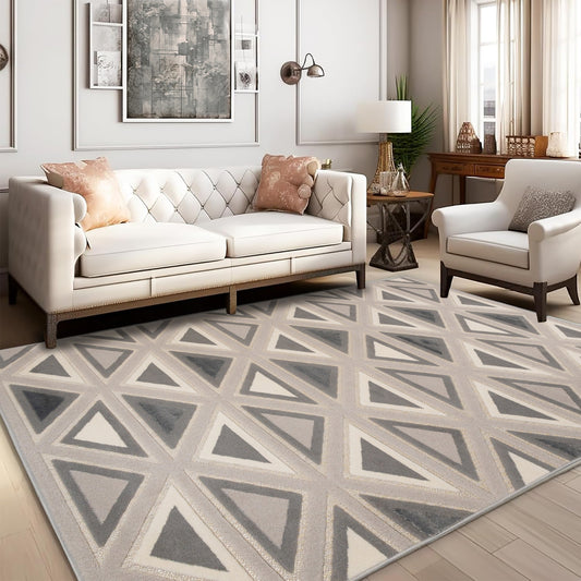 CoziRita Gray Tribal 5x7 Sisal Rug — Neutral Cream Area Rug for Entryway, Bedroom, Kitchen, or Laundry Room — Textured Farmhouse Rug, Boho Rug for Bedroom & Living Room Decor
