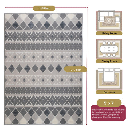 CoziRita Gray Dune 5x7 Sisal Rug — Neutral Cream Area Rug for Entryway, Bedroom, Kitchen, or Laundry Room — Textured Farmhouse Rug, Boho Rug for Bedroom & Living Room Decor
