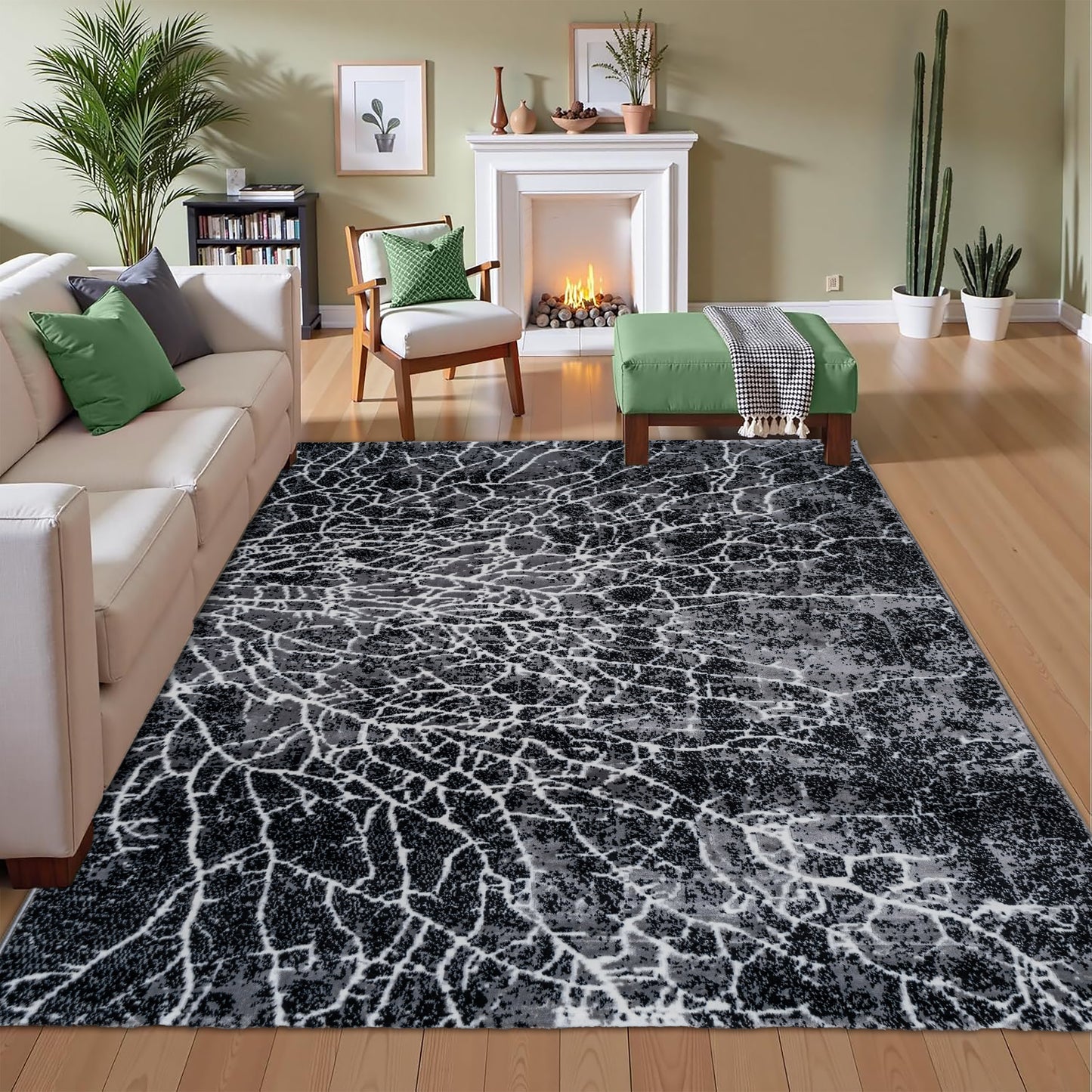 CoziRita Area Rugs for Living Room Carpet - Modern Abstract Rug for Dining Room, Carpet for Bedroom, Office - Non-Shedding Medium Pile Rugs for High Traffic Areas - Jute Backing - Gray Lava
