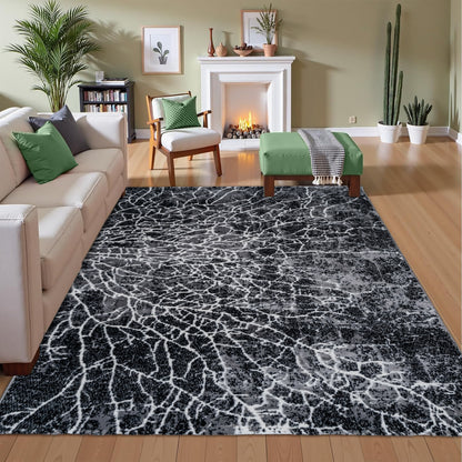 CoziRita Area Rugs for Living Room Carpet - Modern Abstract Rug for Dining Room, Carpet for Bedroom, Office - Non-Shedding Medium Pile Rugs for High Traffic Areas - Jute Backing - Gray Lava