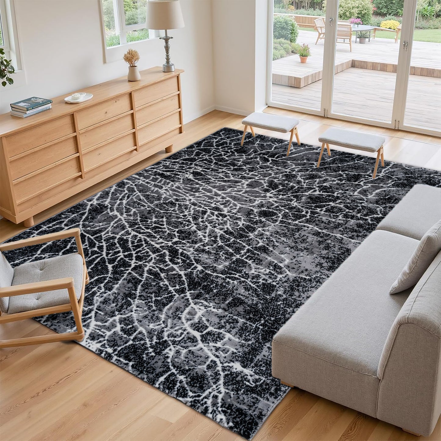 CoziRita Area Rugs for Living Room Carpet - Modern Abstract Rug for Dining Room, Carpet for Bedroom, Office - Non-Shedding Medium Pile Rugs for High Traffic Areas - Jute Backing - Gray Lava