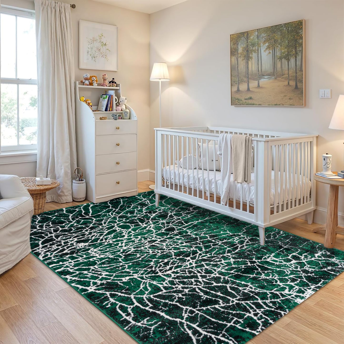 CoziRita Area Rugs for Living Room Carpet - Modern Abstract Rug for Dining Room, Carpet for Bedroom, Office - Non-Shedding Medium Pile Rugs for High Traffic Areas - Jute Backing - Green Lava