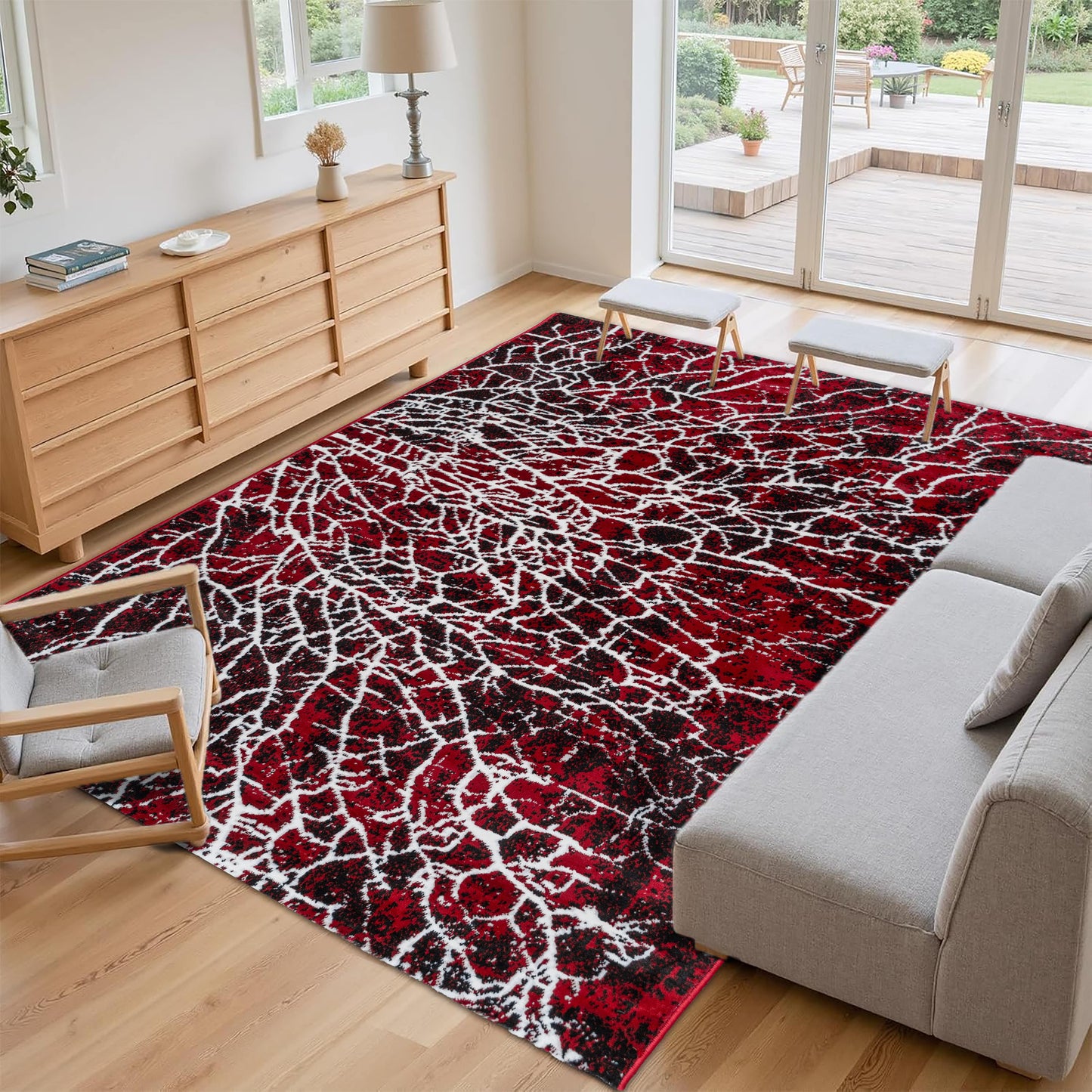Dark Red Lava Medium-Pile Area Rug