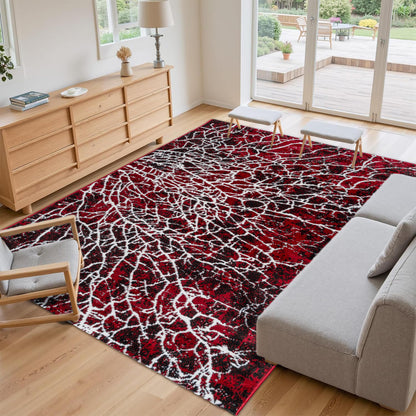 Dark Red Lava Medium-Pile Area Rug