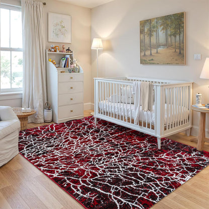 Dark Red Lava Medium-Pile Area Rug