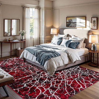 Dark Red Lava Medium-Pile Area Rug