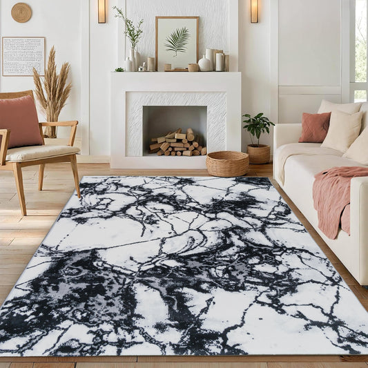 Gray Marble Medium-Pile Area Rug