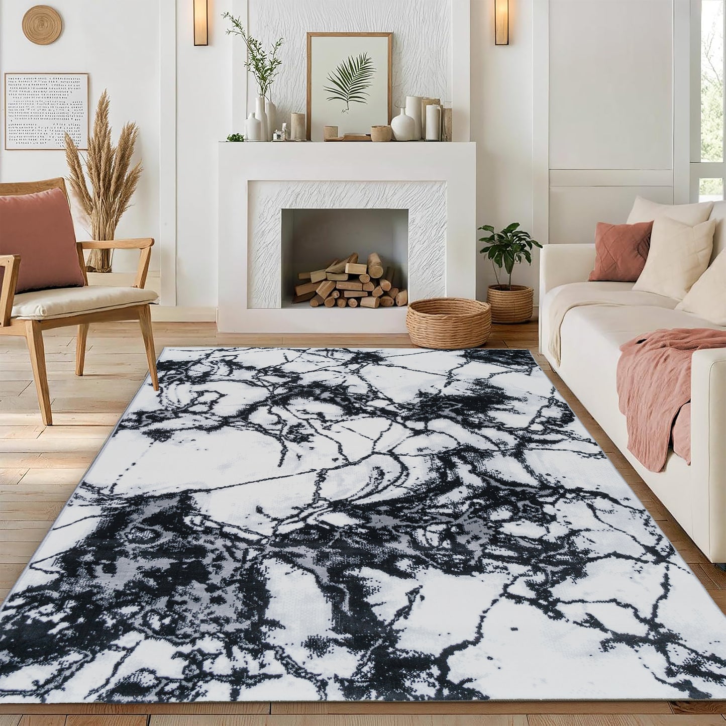 CoziRita Area Rugs for Living Room Carpet - Modern Abstract Rug for Dining Room, Carpet for Bedroom, Office - Non-Shedding Medium Pile Rugs for High Traffic Areas - Jute Backing - Gray Marble
