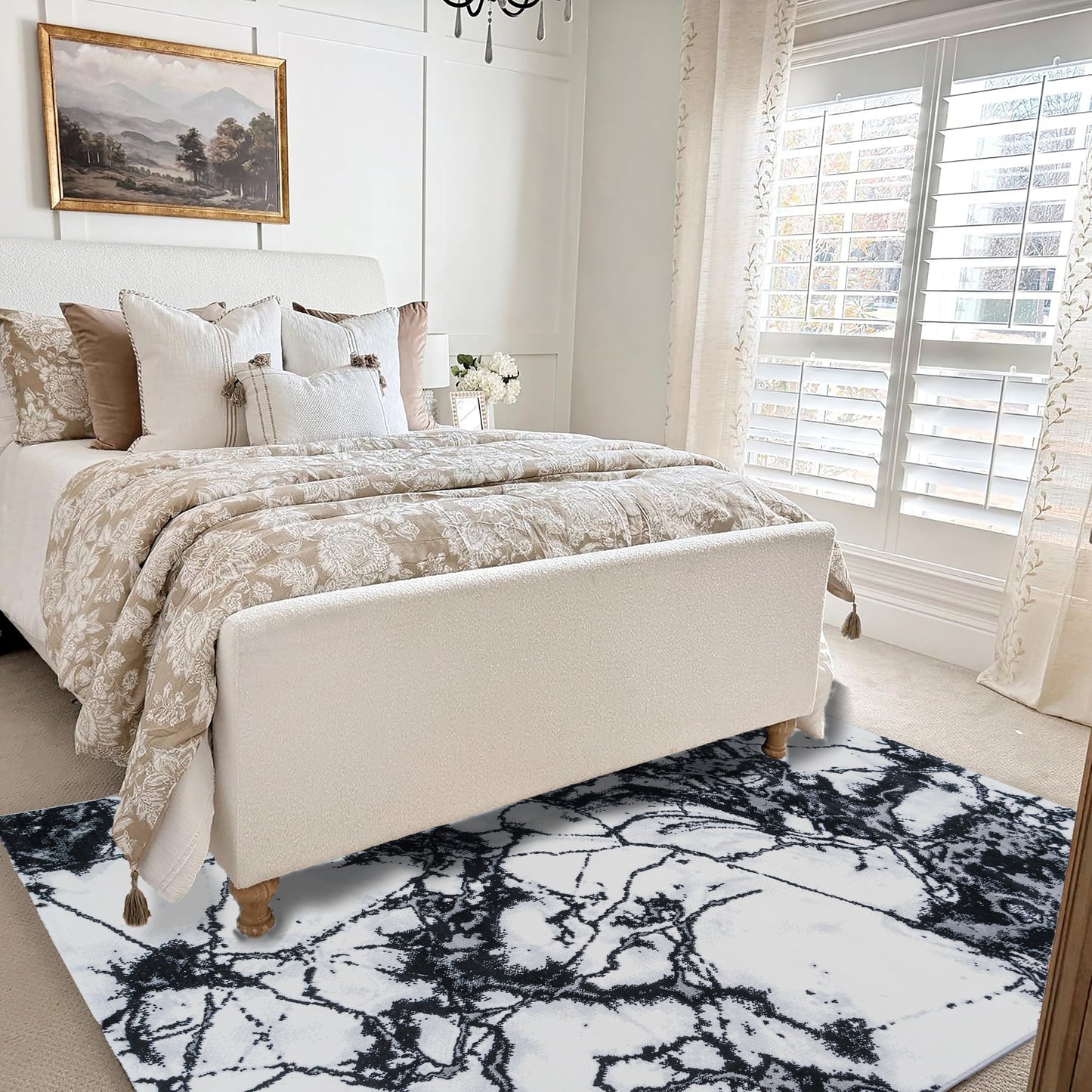 CoziRita Area Rugs for Living Room Carpet - Modern Abstract Rug for Dining Room, Carpet for Bedroom, Office - Non-Shedding Medium Pile Rugs for High Traffic Areas - Jute Backing - Gray Marble