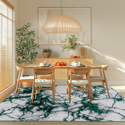 CoziRita Area Rugs for Living Room Carpet - Modern Abstract Rug for Dining Room, Carpet for Bedroom, Office - Non-Shedding Medium Pile Rugs for High Traffic Areas - Jute Backing - Green Marble