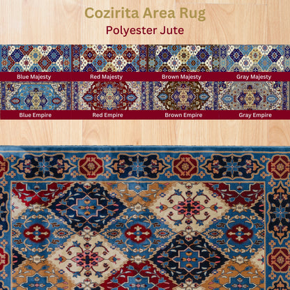 CoziRita Area Rugs for Living Room Carpet - Vintage Rug, Mid Century Modern Stylish Home Decor Indoor Medium Pile Rugs for Bedroom, Dining, Kitchen - Pet Friendly, Easy-Care - Blue Majesty