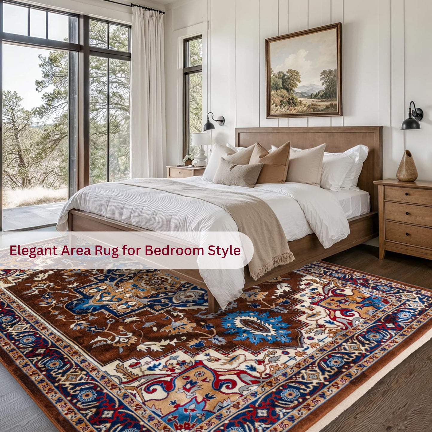 CoziRita Area Rugs for Living Room Carpet - Vintage Rug, Mid Century Modern Stylish Home Decor Indoor Medium Pile Rugs for Bedroom, Dining, Kitchen - Pet Friendly, Easy-Care - Brown Empire