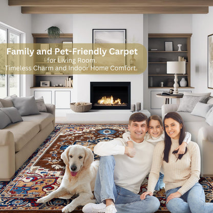 CoziRita Area Rugs for Living Room Carpet - Vintage Rug, Mid Century Modern Stylish Home Decor Indoor Medium Pile Rugs for Bedroom, Dining, Kitchen - Pet Friendly, Easy-Care - Brown Empire
