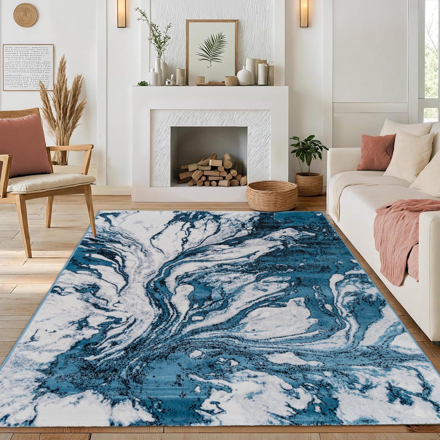 Blue Stormy Medium-Pile Area Rug