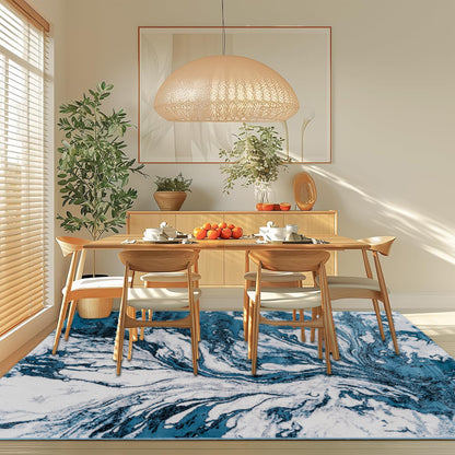 CoziRita Area Rugs for Living Room Carpet - Modern Abstract Rug for Dining Room, Carpet for Bedroom, Office - Non-Shedding Medium Pile Rugs for High Traffic Areas - Jute Backing - Blue Stormy