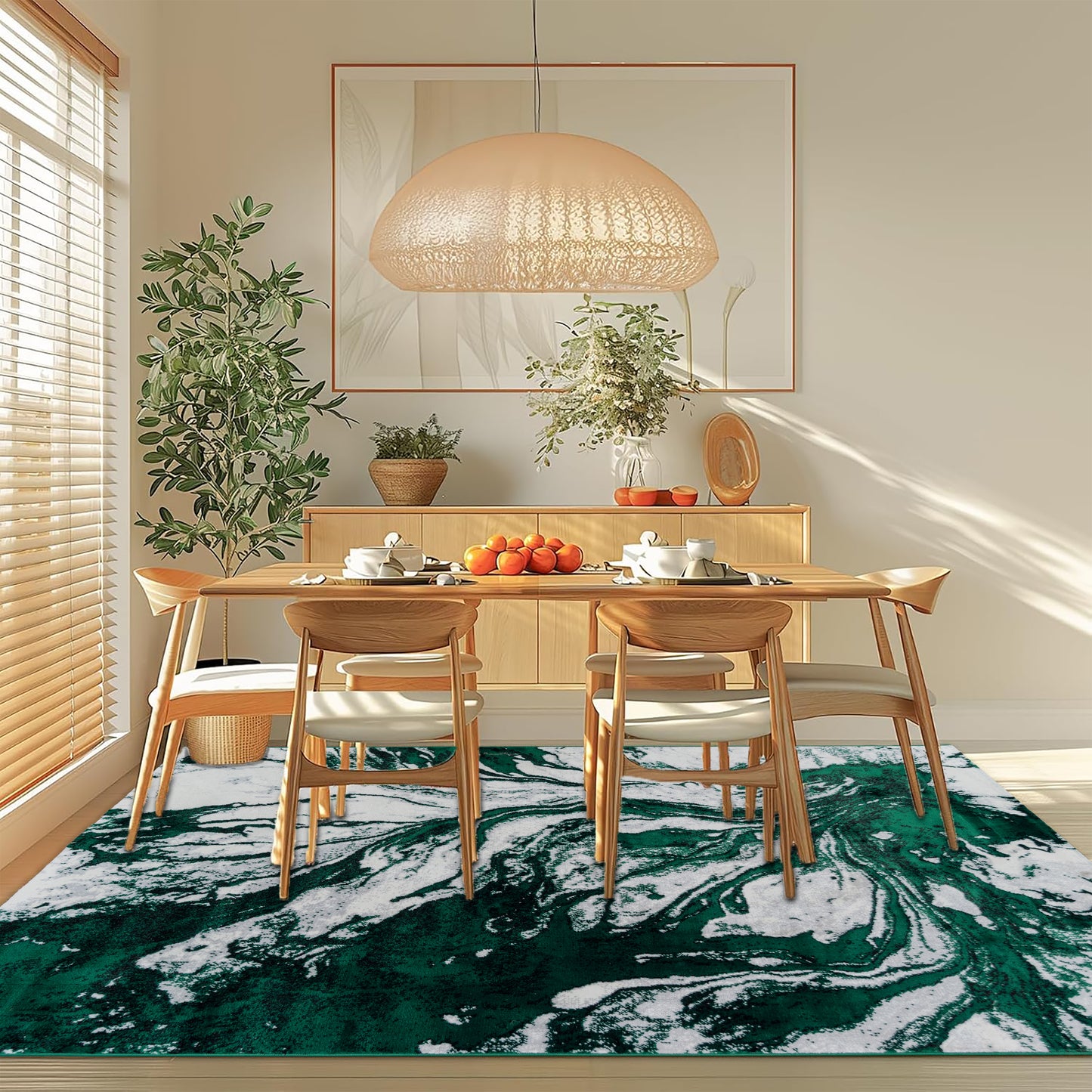 CoziRita Area Rugs for Living Room Carpet - Modern Abstract Rug for Dining Room, Carpet for Bedroom, Office - Non-Shedding Medium Pile Rugs for High Traffic Areas - Jute Backing - Green Stormy