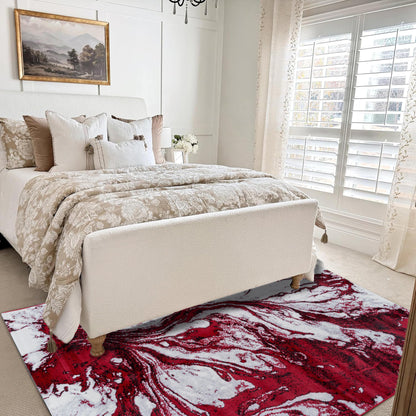 Dark Red Stormy Medium-Pile Area Rug