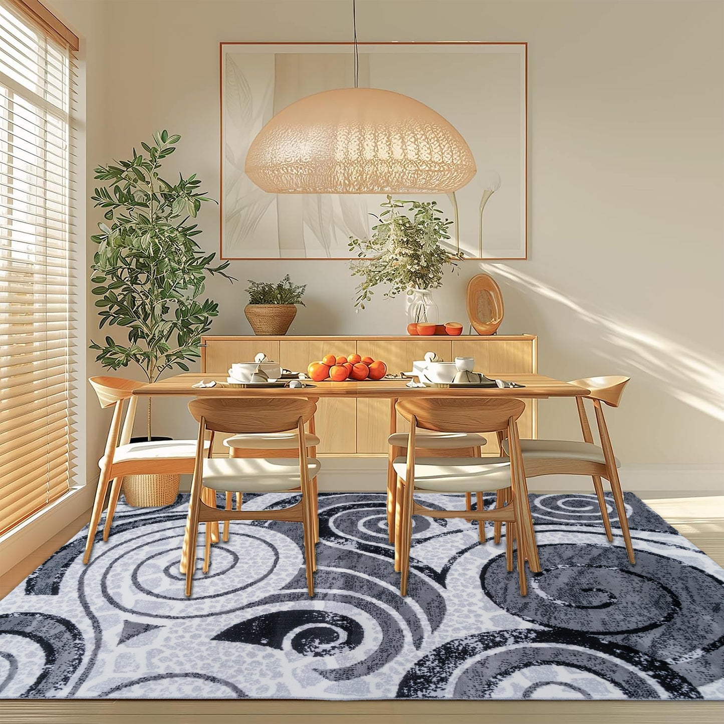 Gray Swirl Medium-Pile Area Rug