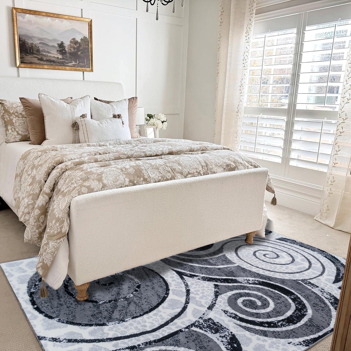 Gray Swirl Medium-Pile Area Rug