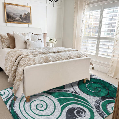 CoziRita Area Rugs for Living Room Carpet - Modern Abstract Rug for Dining Room, Carpet for Bedroom, Office - Non-Shedding Medium Pile Rugs for High Traffic Areas - Jute Backing - Green Swirl